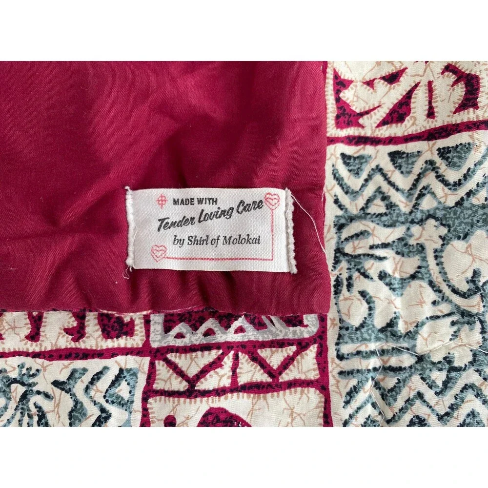 Handsewn Cotton Tapa Quilt - Tropical Hawaiian Print, Baby Size